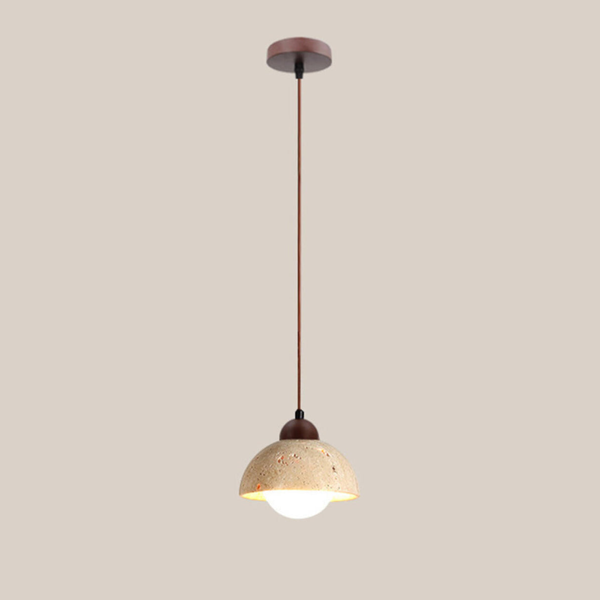 Minimalist Stone Cylinder DIsc Pendant Light Flexible Length Image - 6