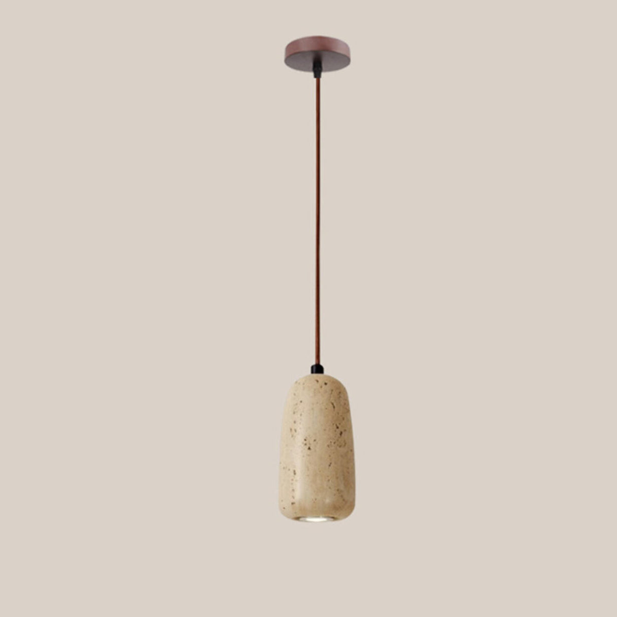 Minimalist Stone Cylinder DIsc Pendant Light Flexible Length Image - 9