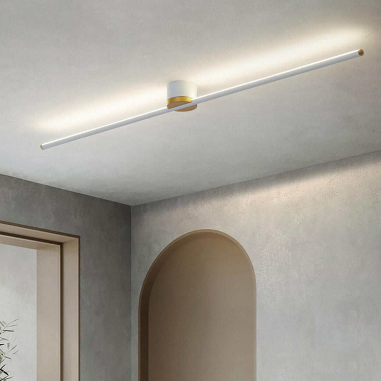 Minimalist Strip Linear LED Semi-Flush Mount Light Image - 1