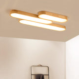 Minimalist Strip Wooden Flush Mount Light 3-Light Image - 1