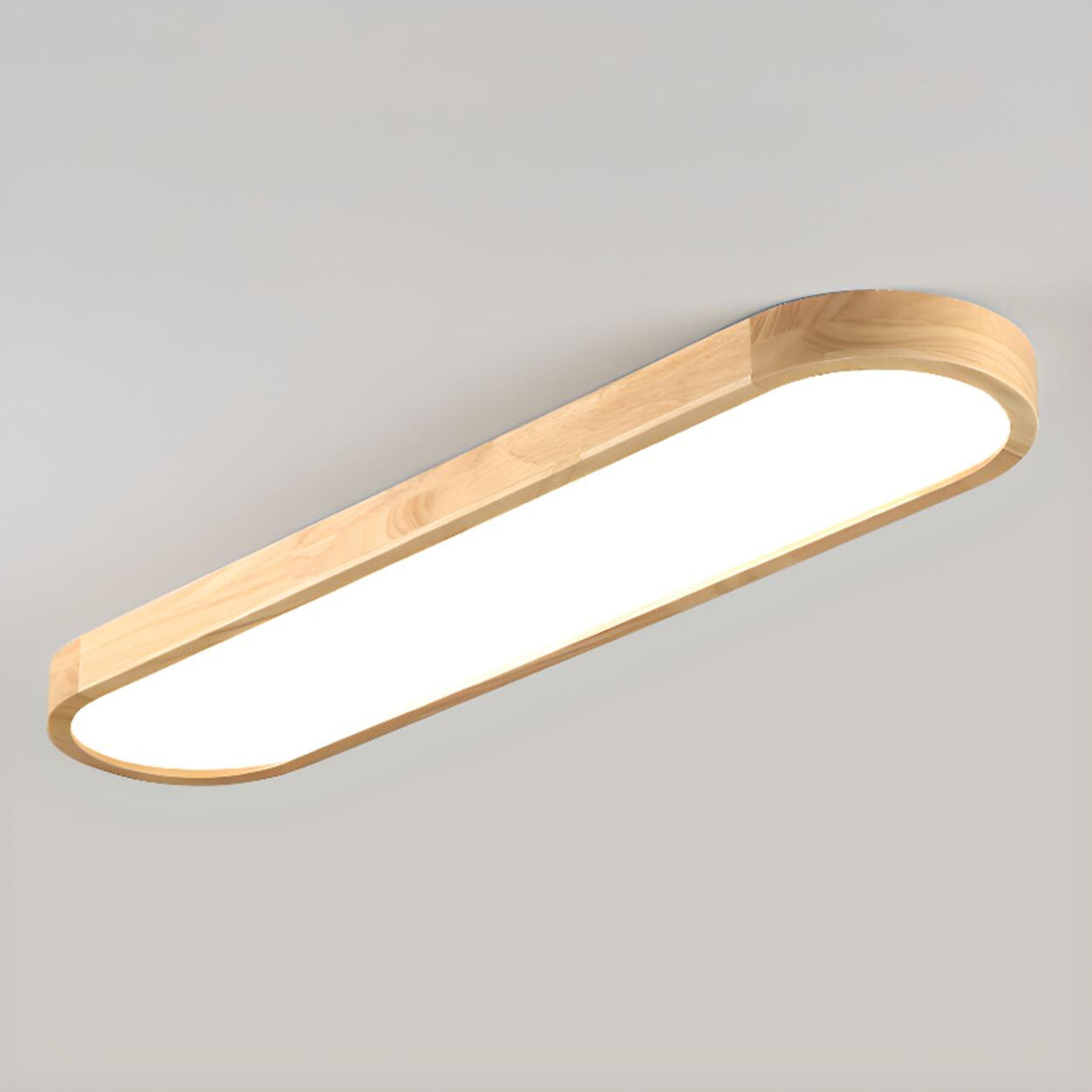 Minimalist Strip Wooden Flush Mount Light 3-Light Image - 10