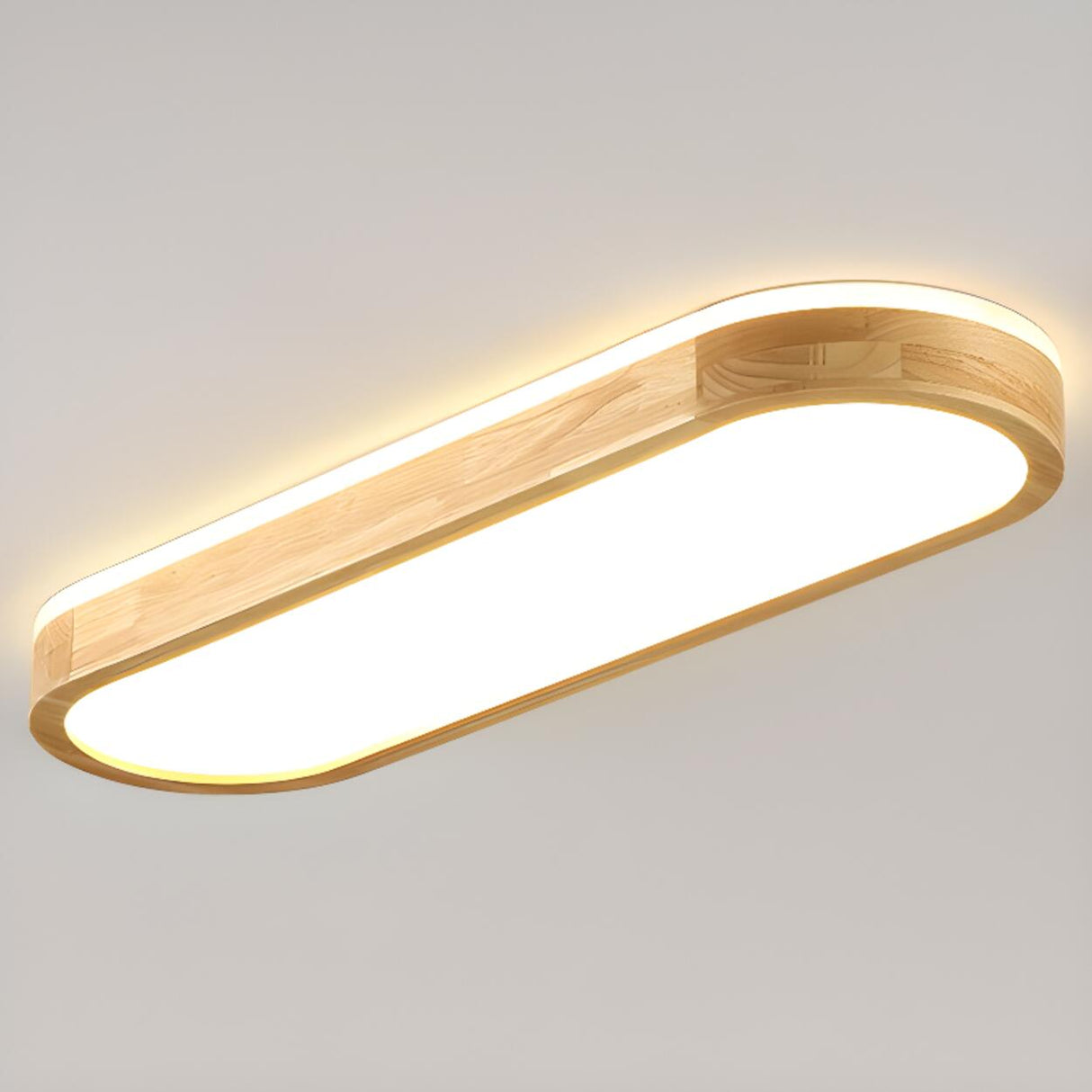 Minimalist Strip Wooden Flush Mount Light 3-Light Image - 6