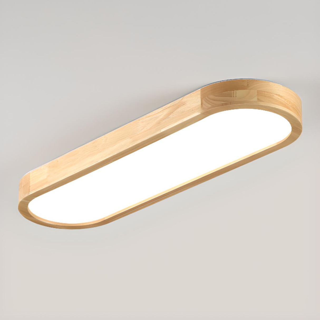 Minimalist Strip Wooden Flush Mount Light 3-Light Image - 9