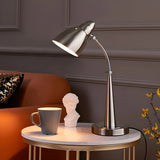 Minimalist Stylish Silver Cone Base Bedside Table Lamp Image - 11