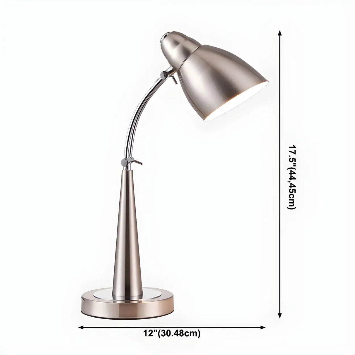 Minimalist Stylish Silver Cone Base Bedside Table Lamp 