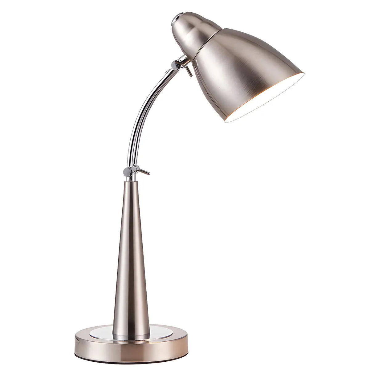 Minimalist Stylish Silver Cone Base Bedside Table Lamp Image - 5