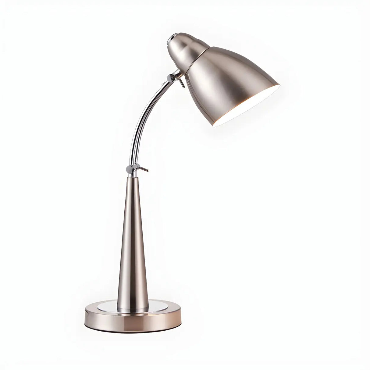 Minimalist Stylish Silver Cone Base Bedside Table Lamp Image - 6