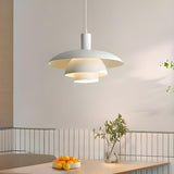 Minimalist Tiered White Metal Dining Room Pendant Light Image - 10