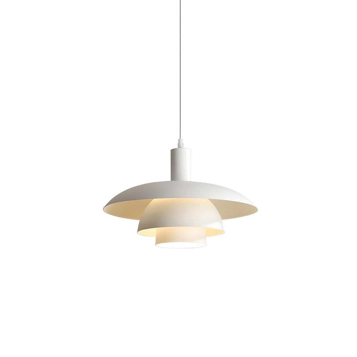 Minimalist Tiered White Metal Dining Room Pendant Light Image - 6