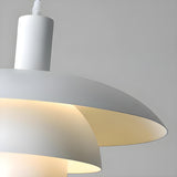 Minimalist Tiered White Metal Dining Room Pendant Light Image - 9