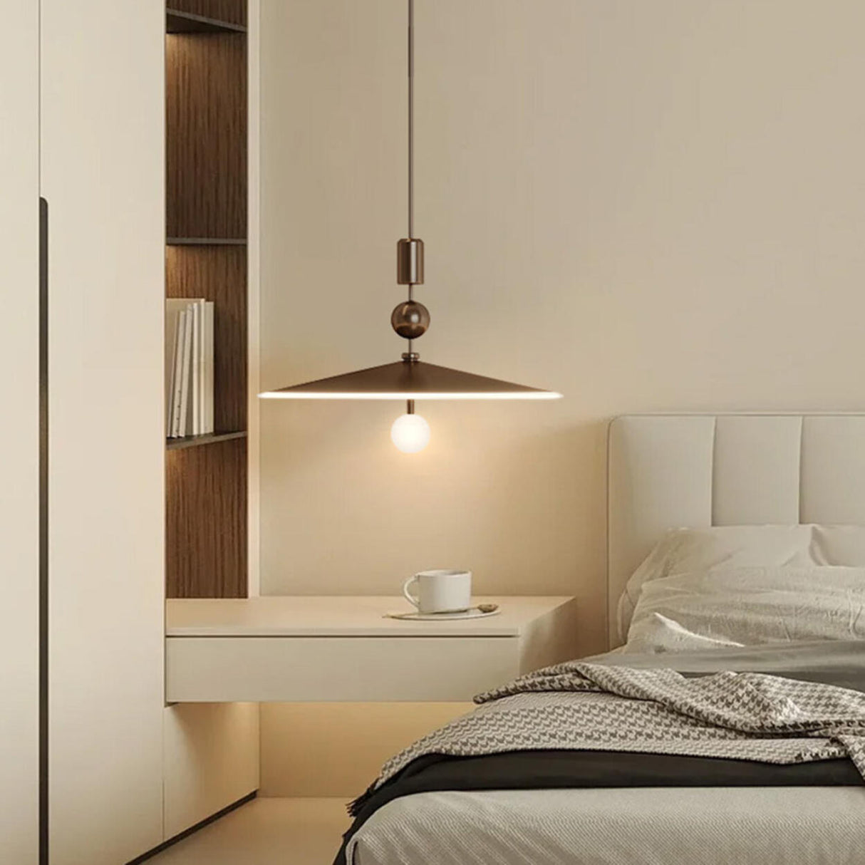 Minimalist UFO Metal Bedroom Pendant Light Flexible Length Image - 1