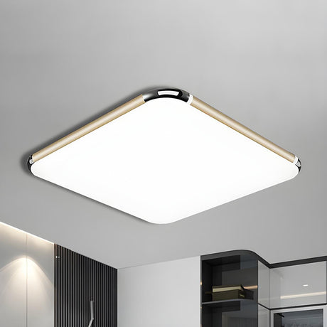 Minimalist Ultra-Thin Gold Square LED Flush Mount Light Image - 1