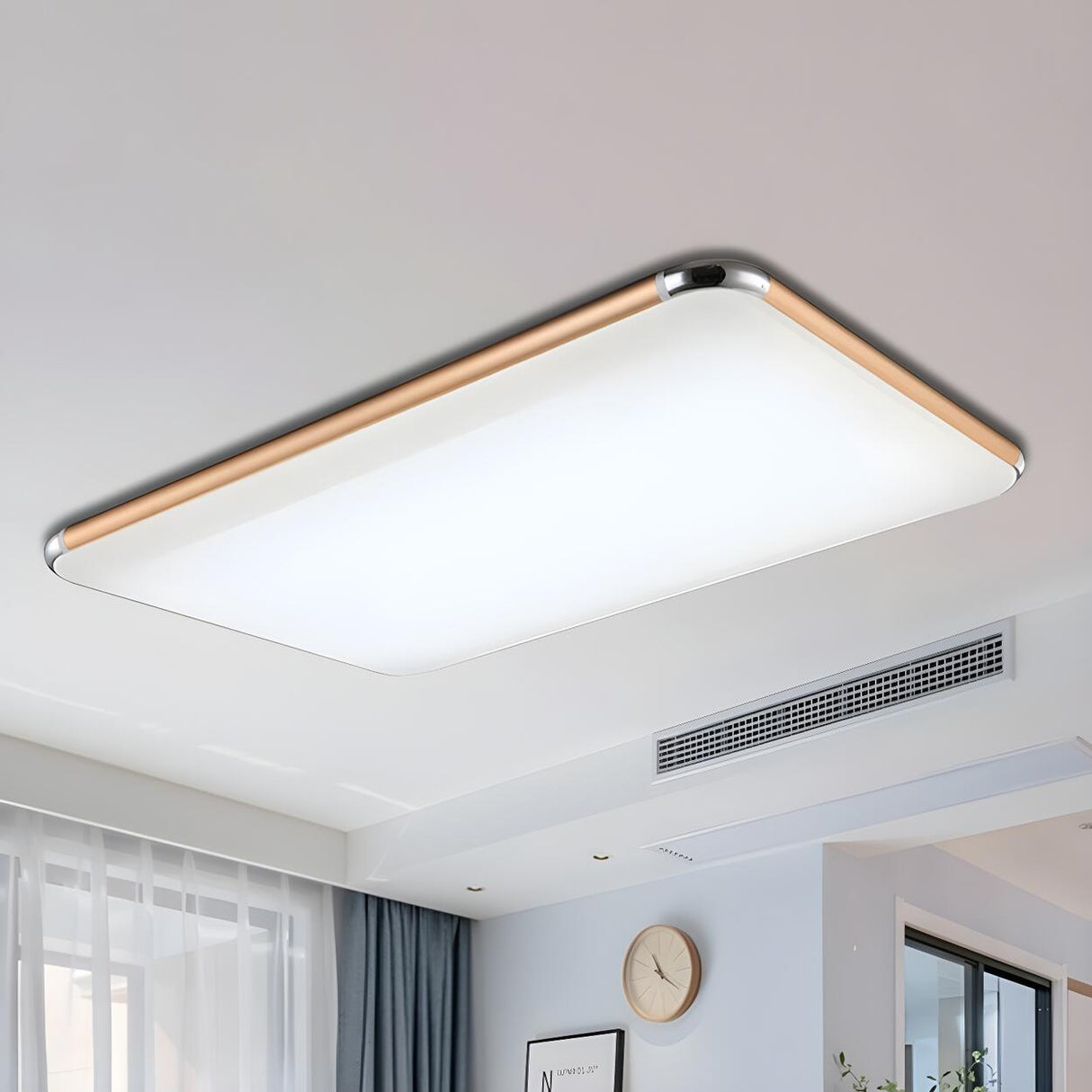 Minimalist Ultra-Thin Gold Square LED Flush Mount Light Image - 8