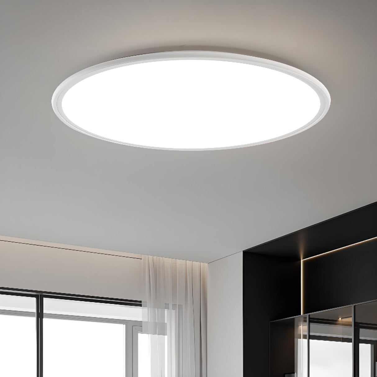 Minimalist Ultra-thin White Round Flush Mount Light Image - 1