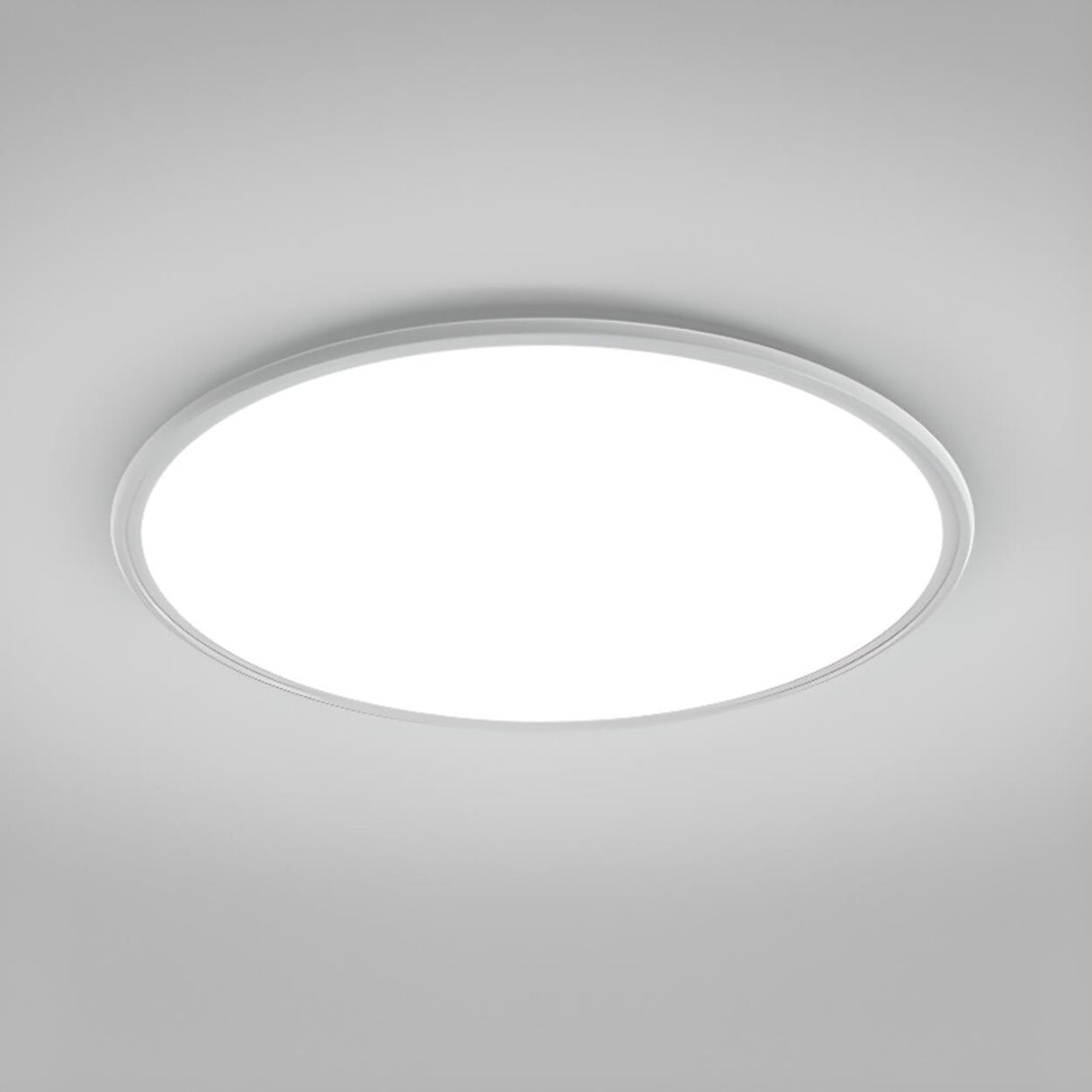 Minimalist Ultra-thin White Round Flush Mount Light Image - 2