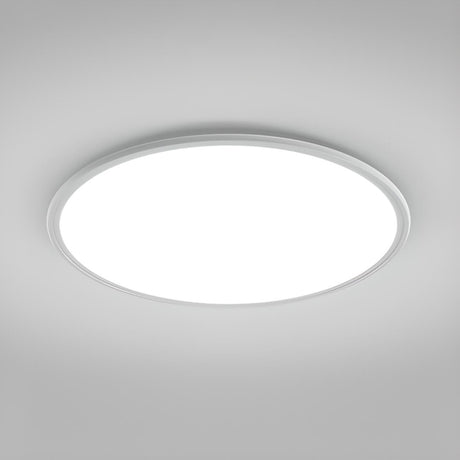 Minimalist Ultra-thin White Round Flush Mount Light Image - 2