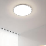 Minimalist Ultra-thin White Round Flush Mount Light Image - 4