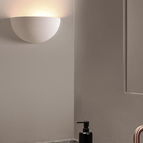 Minimalist Uplight White Half Moon LED Wall Sconce Image - 2