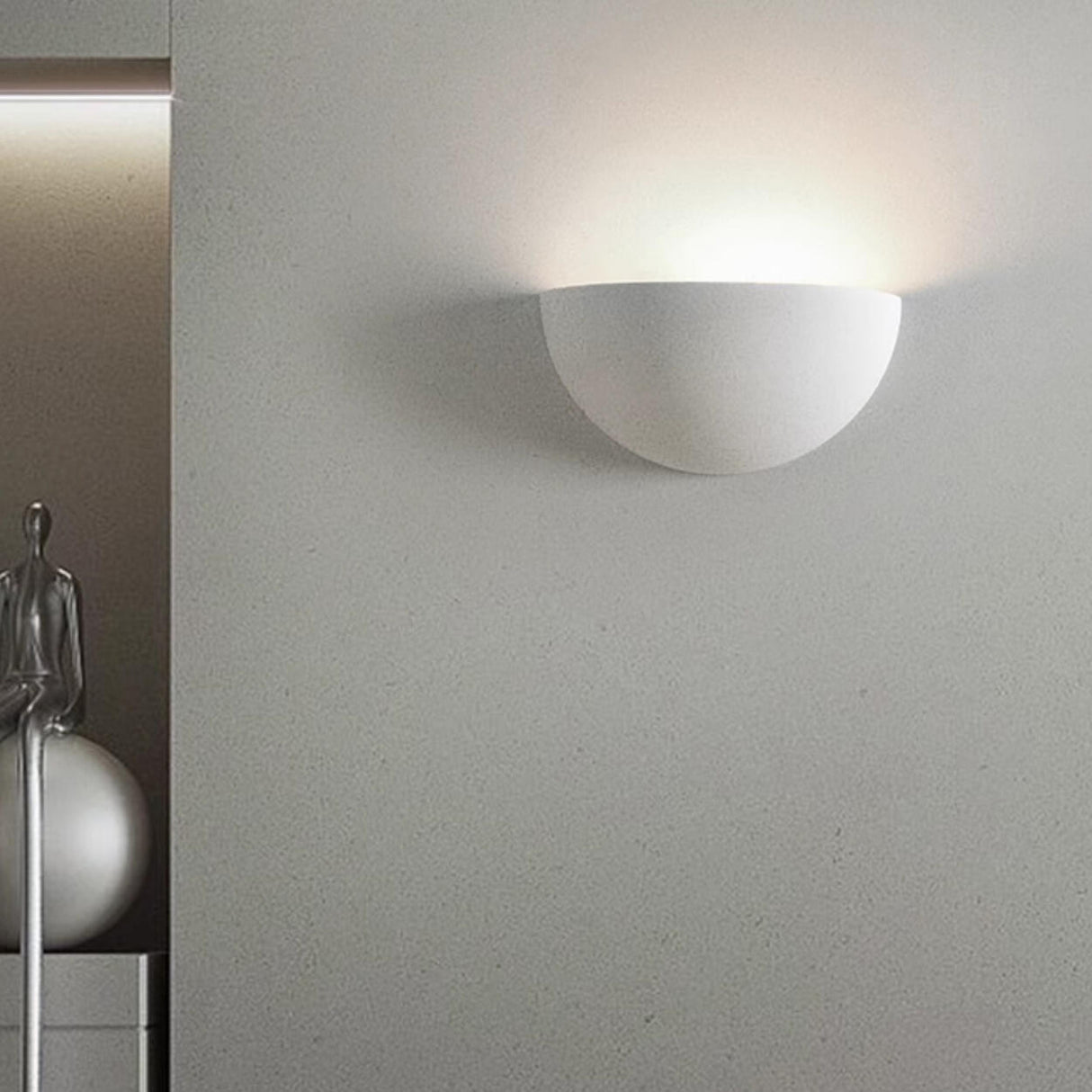 Minimalist Uplight White Half Moon LED Wall Sconce Image - 3