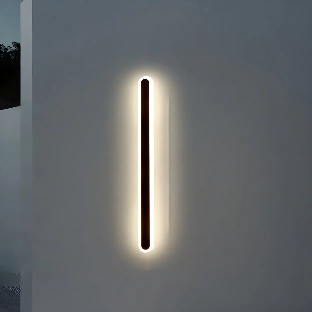 Minimalist Vertical Black Acrylic Exterior Wall Light Image - 5