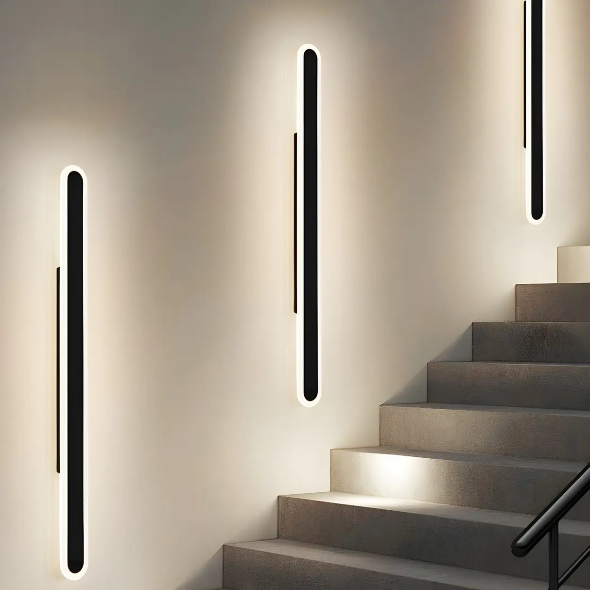 Minimalist Vertical Black Acrylic Exterior Wall Light Image - 8