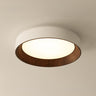 Minimalist Walnut Round Flush Mount Ceiling Light Image - 12