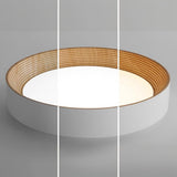 Minimalist Walnut Round Flush Mount Ceiling Light Image - 17