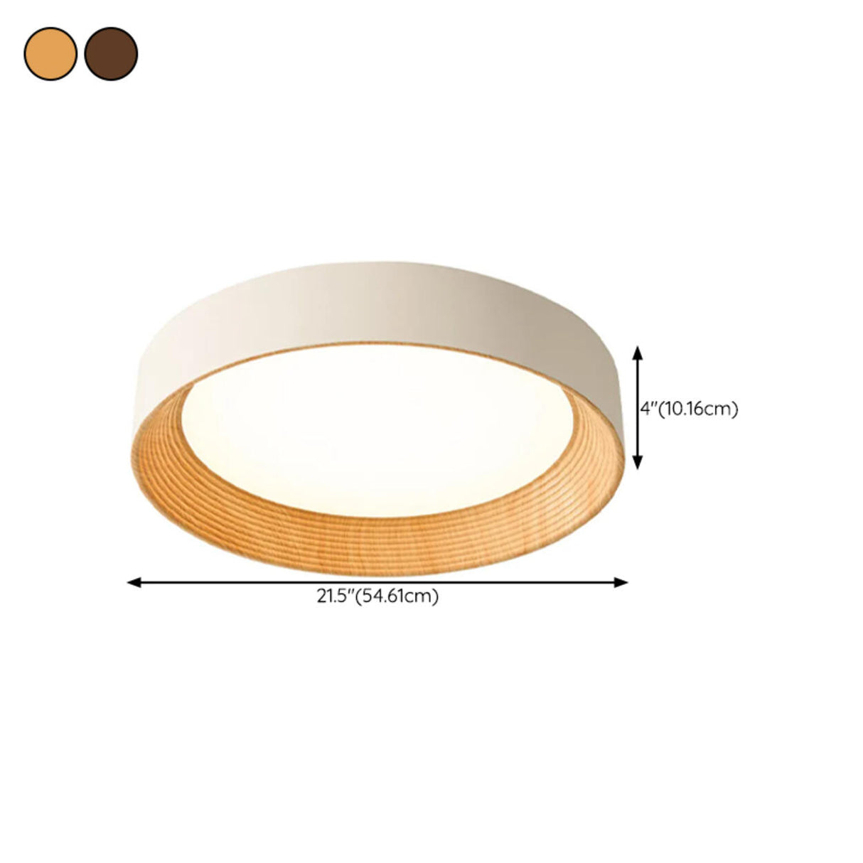 Minimalist Walnut Round Flush Mount Ceiling Light Image - 23