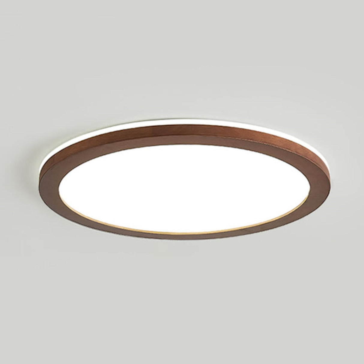 Minimalist Walnut Wood Circle Flush Mount Ceiling Light Image - 10