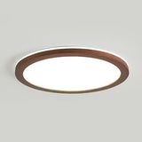 Minimalist Walnut Wood Circle Flush Mount Ceiling Light Image - 10