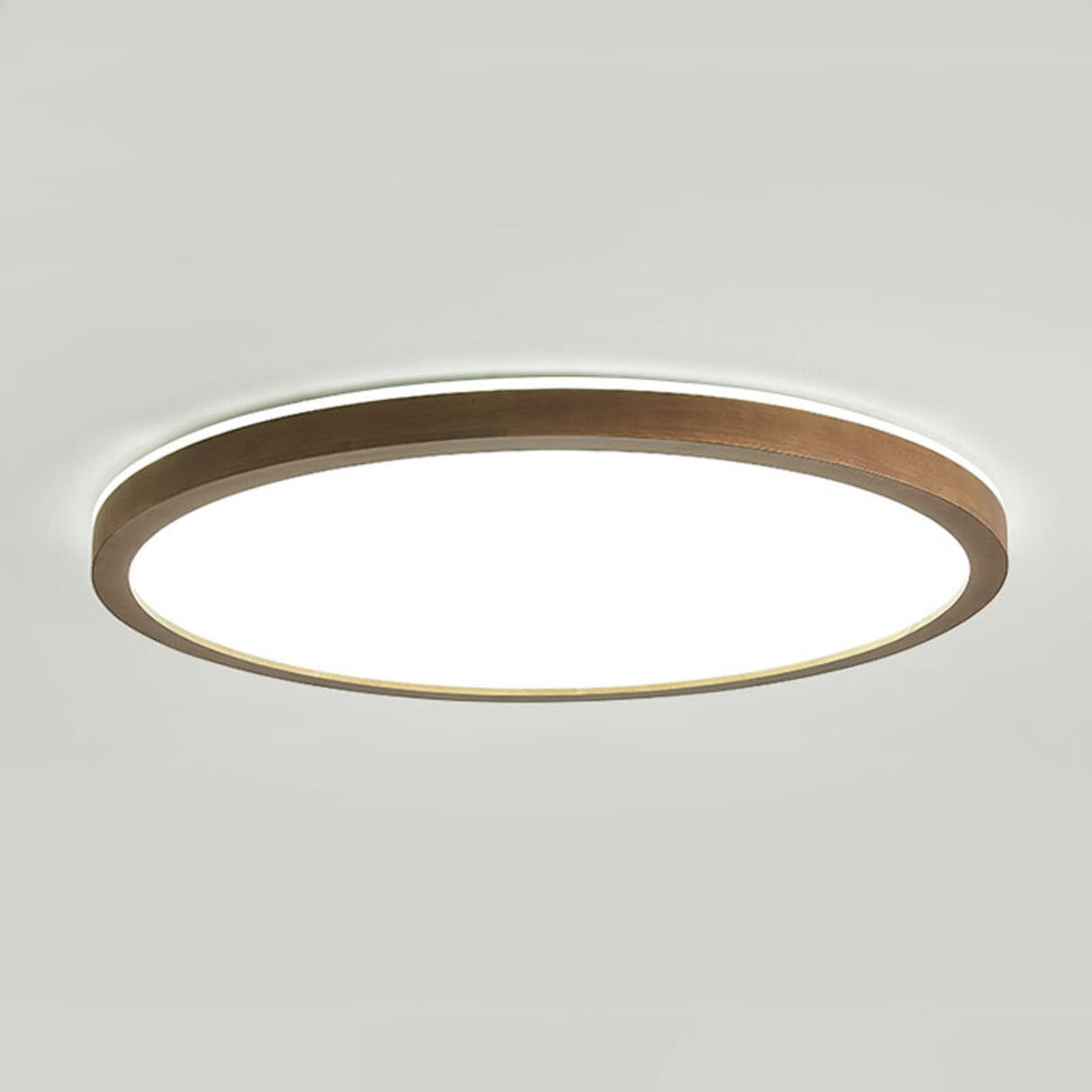 Minimalist Walnut Wood Circle Flush Mount Ceiling Light Image - 12