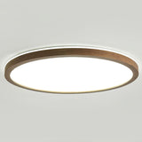 Minimalist Walnut Wood Circle Flush Mount Ceiling Light Image - 14