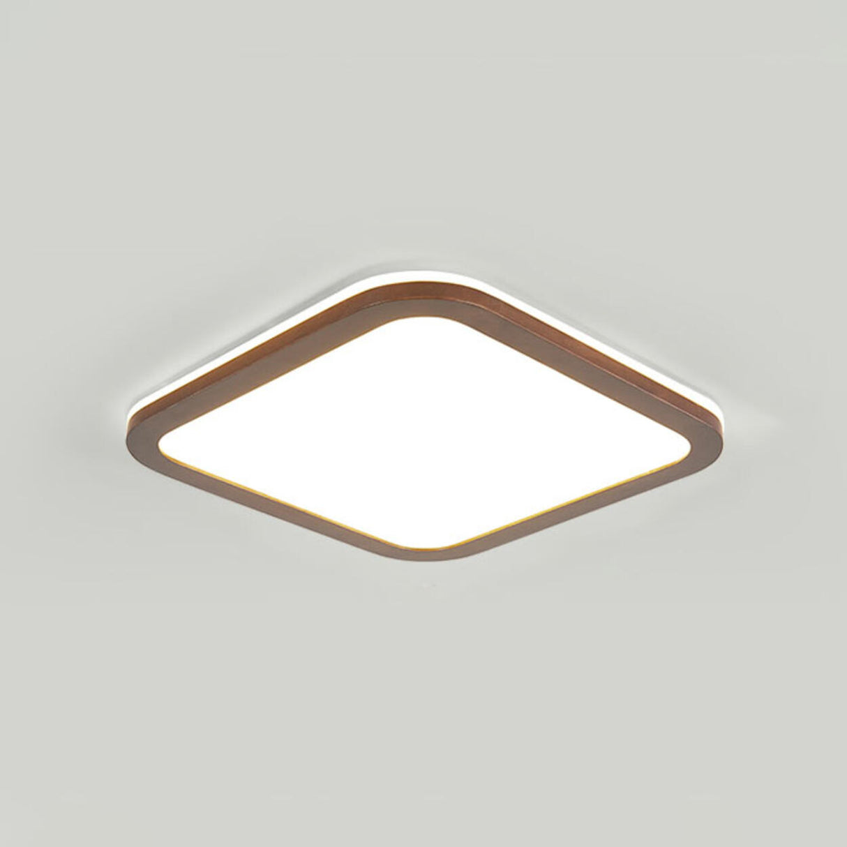 Minimalist Walnut Wood Circle Flush Mount Ceiling Light Image - 16