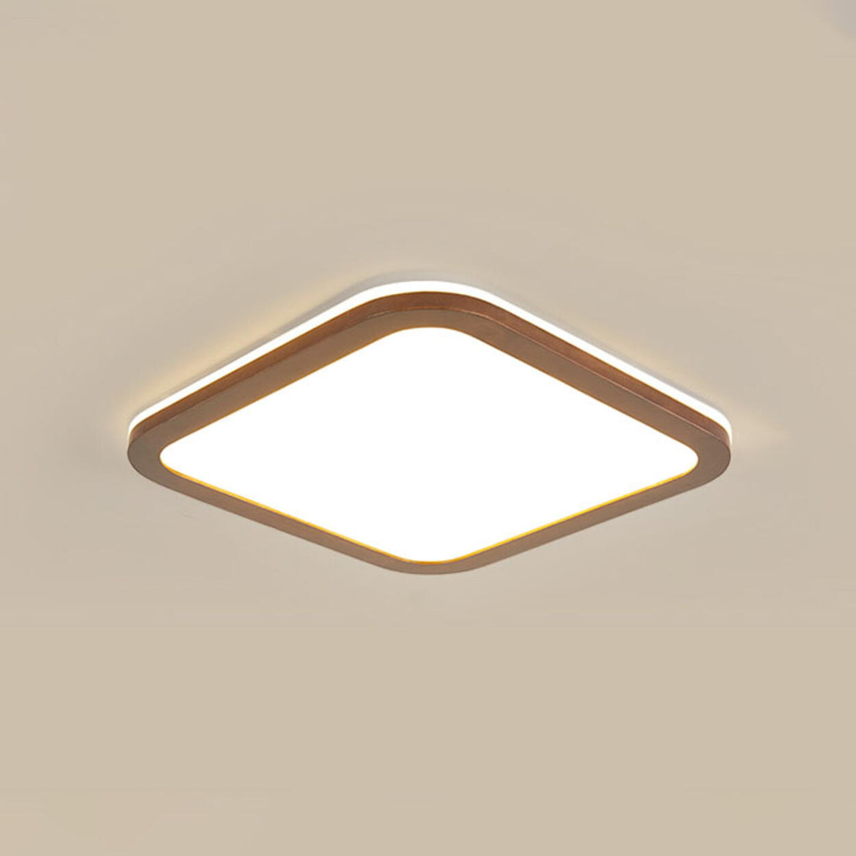 Minimalist Walnut Wood Circle Flush Mount Ceiling Light Image - 17