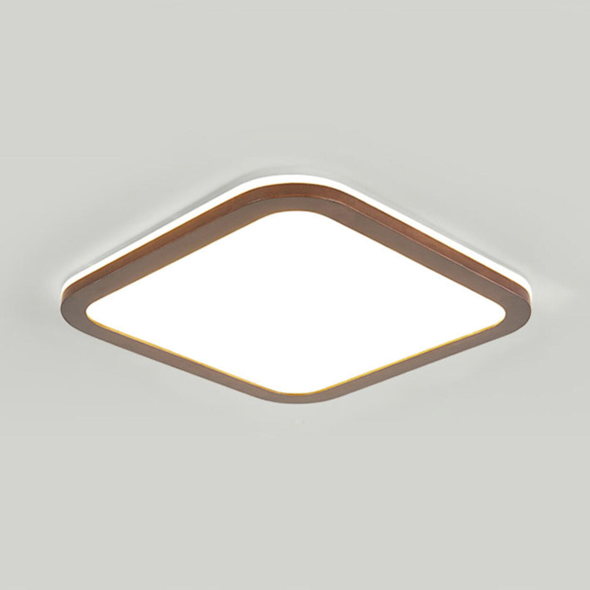 Minimalist Walnut Wood Circle Flush Mount Ceiling Light Image - 18