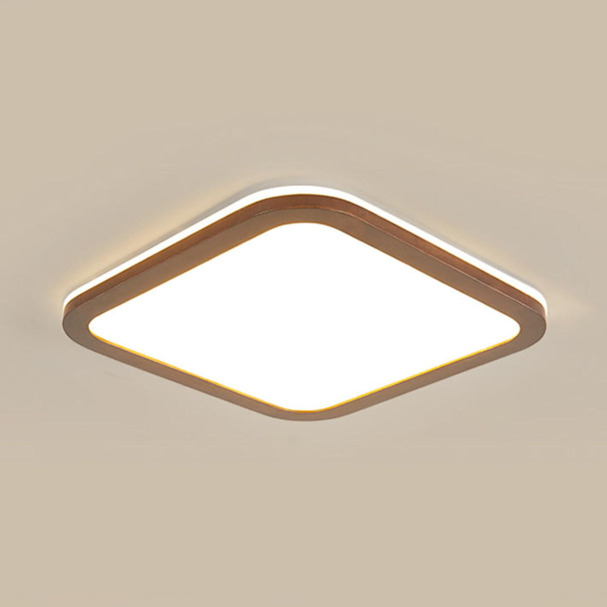 Minimalist Walnut Wood Circle Flush Mount Ceiling Light Image - 19