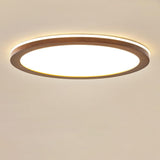 Minimalist Walnut Wood Circle Flush Mount Ceiling Light Image - 22