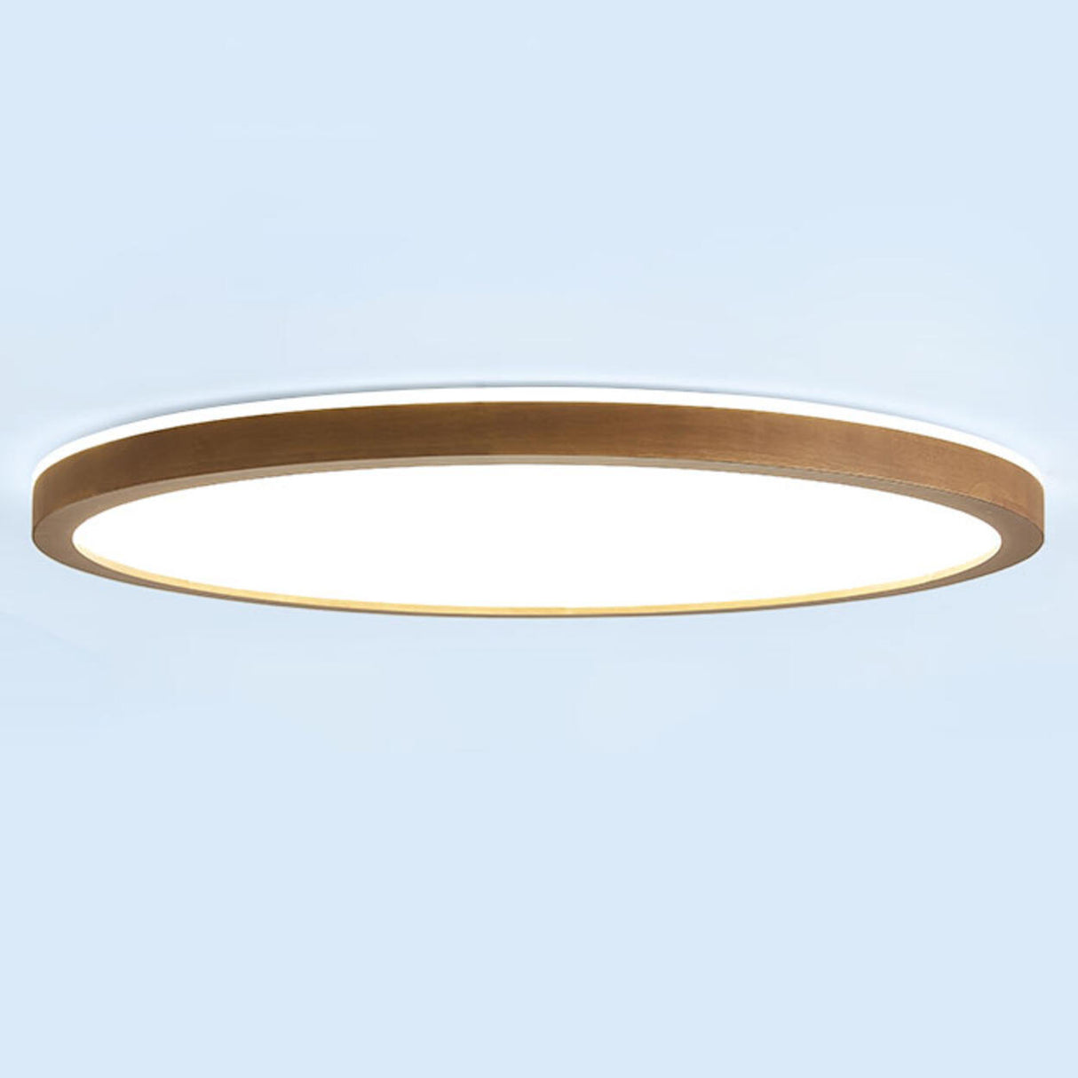 Minimalist Walnut Wood Circle Flush Mount Ceiling Light Image - 23