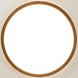 Minimalist Walnut Wood Circle Flush Mount Ceiling Light Image - 25