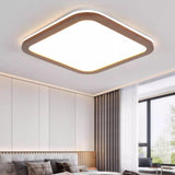 Minimalist Walnut Wood Circle Flush Mount Ceiling Light Image - 3