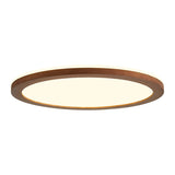 Minimalist Walnut Wood Circle Flush Mount Ceiling Light Image - 5