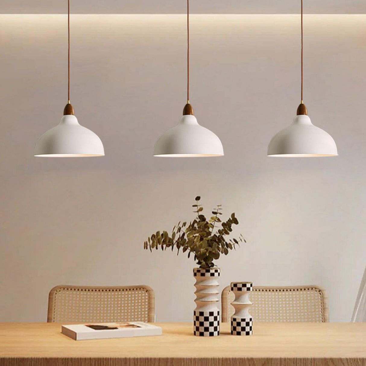 Minimalist White 3-Light Bowl Island Pendant Light Image - 1