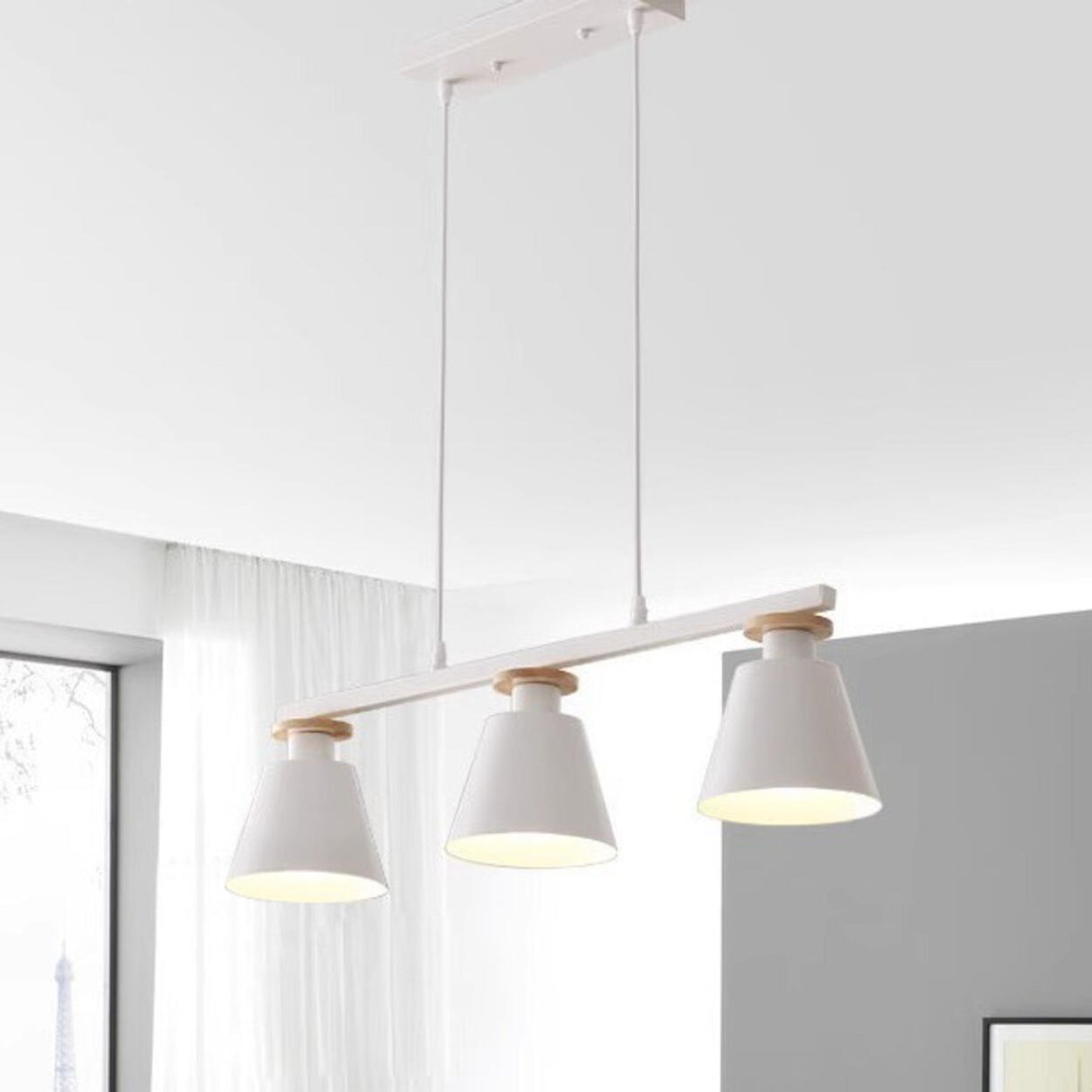 Minimalist White 3-Light Cone Island Pendant Light Image - 1