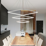 Minimalist White Acrylic LED Square Pendant Light Chandelier Image - 10