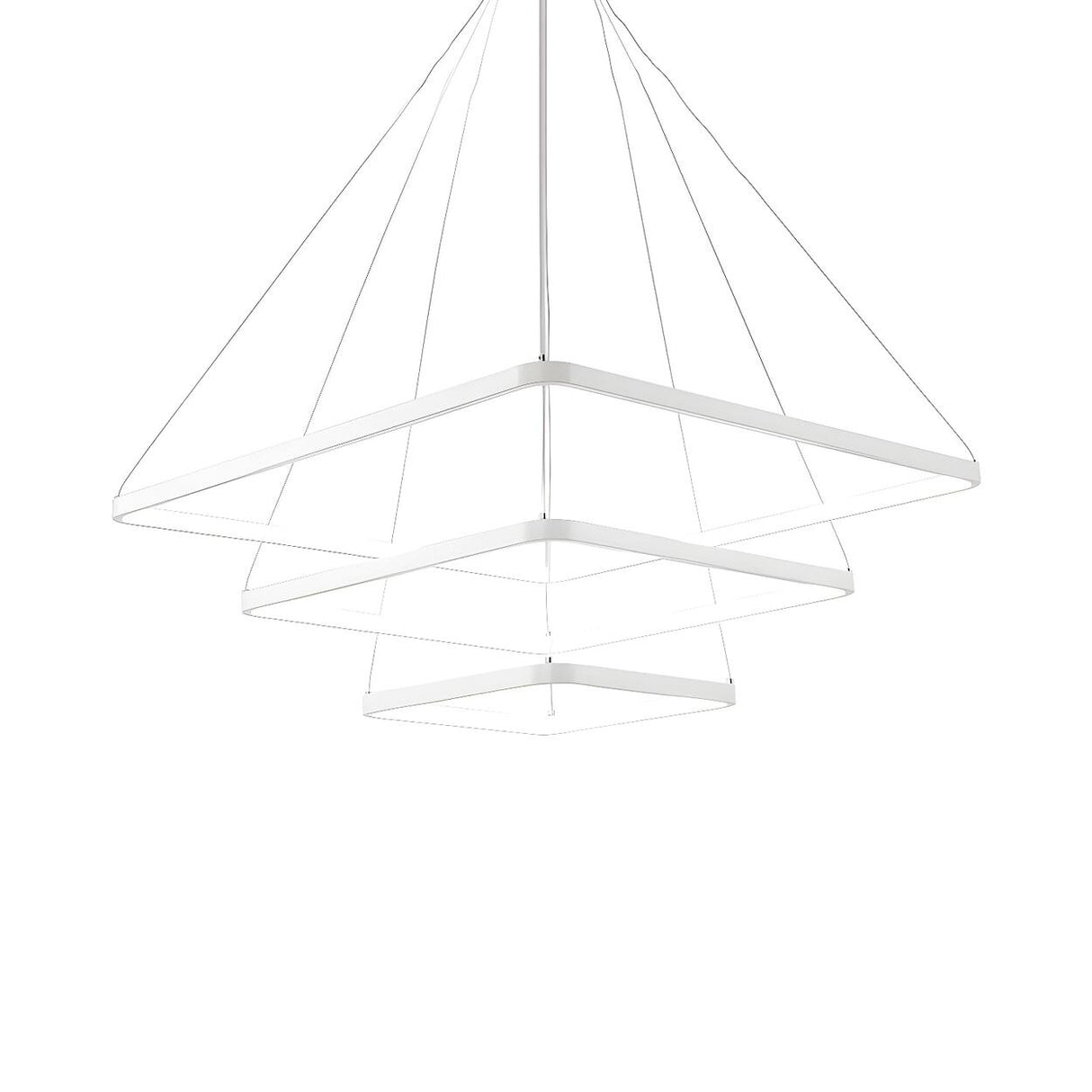 Minimalist White Acrylic LED Square Pendant Light Chandelier Image - 11