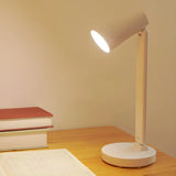 Minimalist White Adjustable Cone LED Study Table Lamp Image - 1