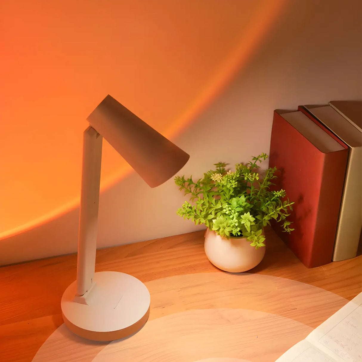 Minimalist White Adjustable Cone LED Study Table Lamp Image - 9