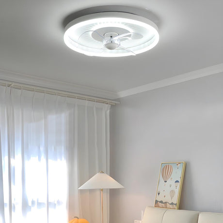 Minimalist White Circle Ceiling Fan with LED Lights Image - 2