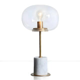 Minimalist White Clear Globe Glass Brass Table Lamp Image - 1