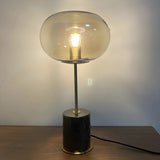 Minimalist White Clear Globe Glass Brass Table Lamp Image - 11